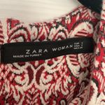 ZARA Preloved Woman Size S Red Black & White Patterned Knit Dress Sleeveless Photo 4