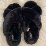 PINK - Victoria's Secret  Black Plush Slippers size M brand new Photo 5