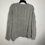 Lucky Brand cable knit v-neck eyelash sweater gray womens size large winter cozy Photo 8