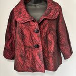 Cato Swing Jacket 14/16 Burgundy Black Textured Shawl Collar Classy Elegant Edgy Photo 0