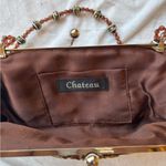 Chateau Vintage beaded sequined embellished Embroidered Floral Brown shoulder bag Clutch Photo 2
