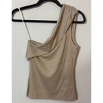 The Range Folded One Shoulder Tank Top Ribbed Jersey Knit Saddle Tan Medium NEW Photo 3