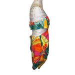 ZARA Multicolor Backless Linen-Blend Tropical Dress Orange White Pink Green XL Photo 4