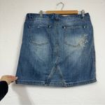 Democracy  Blue Embroidered Denim Skirt Womens 14 Jean Boho Coastal Cowboy Floral Photo 3