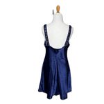 VTG Inner Most Lingerie Slip Dress Nightgown Lace Trim Satin Navy Blue Mini Med Photo 4