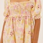 For Love And Lemons Claire Puff Sleeve Eyelet Mini Dress Pink Photo 0