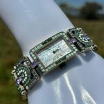 **HEIDI DAUS Green & Lavender Crystal Bracelet Watch – Model B7730 Photo 0