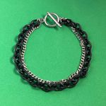 Double Layer Titanium Steel Link Chain Bracelet for Men Women Black Photo 0