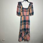 Vineyard Vines  mocked‎ puff sleeve midi dress mallard blue plaid women’s size XS Photo 2