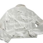 7 For All Mankind  Jacket Womens Small White Denim Jean Trucker‎ Distressed Photo 1