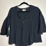 Denim & Supply Ralph Lauren Denim Supply Ralph Lauren Black Grommet V Neck 3/4 Sleeve Gauze Top M Photo 0