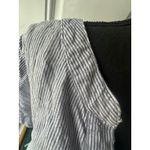 Tahari  Blue & White Striped Linen Blend V-Neck Tunic Dress 3X Photo 2