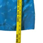 Vintage Feather Print Blouse with Belt Long Sleeve Button Up Top Medium Blue Photo 7