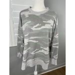 Aerie  Camo Sweatshirt Women's Medium Gray Green Side Slits Oversized Souchy Rib Photo 1