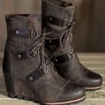 Sorel  Joan of Arctic Wedge Mid Waterproof Leather Boots Size 6 Grill Black Photo 0