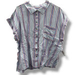Style & Co  NWT Striped Button Up Shirt Women's XXL Blue Red White Casual Photo 0