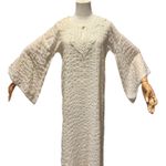 American Vintage 1970s Evelyn Pearson Embroidered Muslin Boho Dress with Bell Sleeves small Photo 2