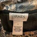 Carmen Marc Valvo Snake Print Long Sleeve Top Size S Mock Neck Cropped Photo 10