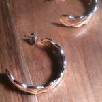 Diamond Cut Ion Plated Rose Gold Stainless Steel Half Hoop Earrings Photo 2