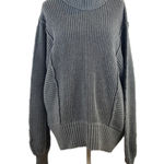 Zenana Outfitters Oversized Slouchy Gray Reverse Stitch Dolman Sleeve Turtleneck Photo 0