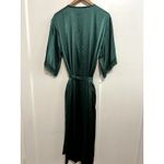 INC  Polyester Lace Trim Deep Green Long Wrap Robe Elegant Old Money Photo 5