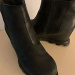 Sorel women black leather platform Joan Rhapsody waterproof wedge boots 8.5 Photo 0