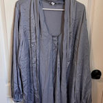 Bar III  Women's Balloon Long Sleeve Blouse Satin Pullover Light Gray Size 3X Photo 0