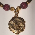 Vintage Gold Tone Wooden Beaded Chunky Boho Statement Pendant Necklace Black Photo 2