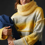 Pilcro Anthropologie  Cropped Mock-Neck Sweater Yellow Grey Size S Photo 0