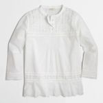 J.Crew  Long Sleeve Eyelet Popover Shirt White Size 8 Photo 4
