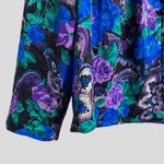 Vintage Wilroy Rare Purple Blue Floral Paisley Satin Long Sleeve Blouse Size 10 Photo 2