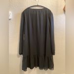 Draper James  Ladies Tie Neck Flounce Shift chiffon Long Sleeve Mini Dress xL Blk Photo 3