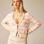 J.Crew  pink and cream confetti striped cardigan sweater Photo 2