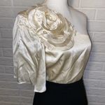 Trina Turk  "Belle De Nuit" One Shoulder Floral Applique Silk Cocktail Dress, 4 Photo 7