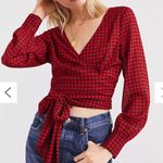 Urban Outfitters Cropped Gingham Wrap Blouse Photo 5