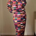 RHODE plaid geometric print midi dress size S pink purple black blue Photo 0