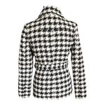 New Look WOOL BLEND Black and White Houndstooth Belted Pea Coat. Size L/G Size L Photo 3
