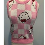 Hello Kitty  Sanrio Pink Checkered sleeveless sweater vest size XSmall Photo 1