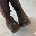 UGG  Brown Leather Strap Tall Zippered Boots Sz 6 Photo 2