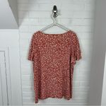 Adrianna Papell Orange Floral Stretch Knit Short Sleeve Top Size 1X Photo 7