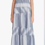 Betsey Johnson  Stripe Play Yarn-Dye  Tiered Maxi Dress Blue Small size Gingham Photo 2