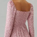 Reformation  Rosalie Long Sleeve Square Neck Pink Floral Mini Dress Sz 2 Photo 11