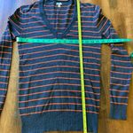 J.Crew  sweater women’s small gray orange stripe long sleeve v-neck cotton Photo 1