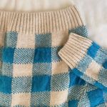 blue and beige cream knit gingham Subdued sweater medium Photo 5