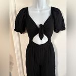 ASOS  black Puff Sleeve Tie Front Jumpsuit Size 00 Photo 1