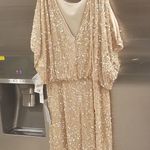 Aidan Mattox ππ Cold Shoulder Sequin Mini Dress Cocktail Dress Light Gold 6 NWT Photo 9