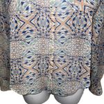 Free People  Easy Rider Sheer Geometric Print Long Sleeve Button Down Blouse Photo 4