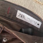 ZARA  | 90s Cut Straight-Leg Jeans Brown Distressed Faded Size 0 Photo 3