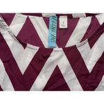 Dina Be Chevron 3/4 Sleeve Silky Burgundy & White Blouse  Women’s S Business Photo 3