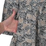 J.Crew Animal Print Novelty Zebra Leopard Long Sleeve Tiered Mini Dress Size XS Black Photo 8